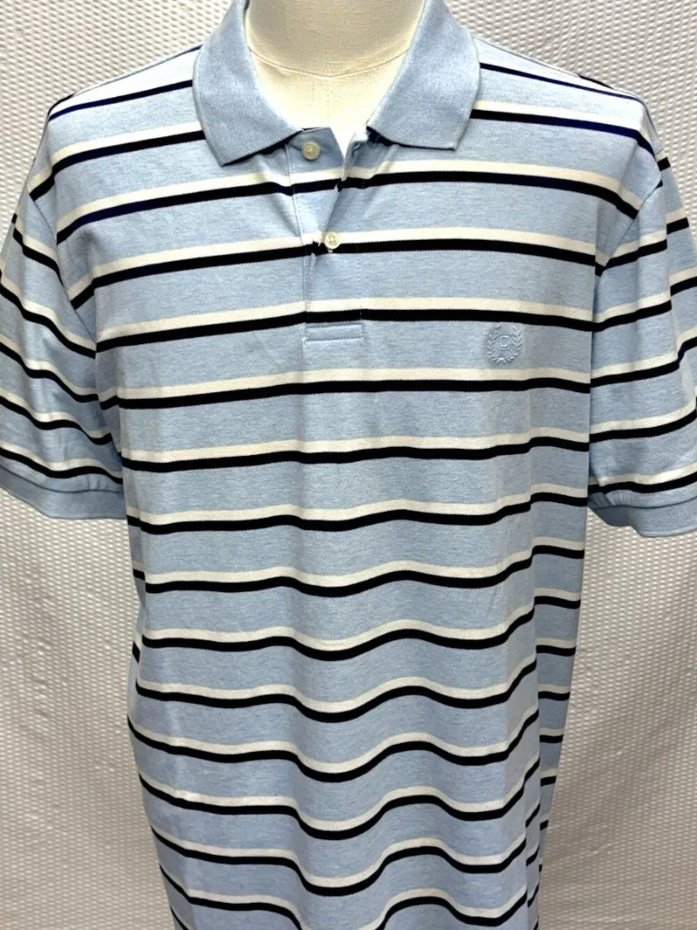 Chaps Ralph Lauren Golf Polo Shirt Men’s XL Blue Striped Cotton Stretch Easy Car